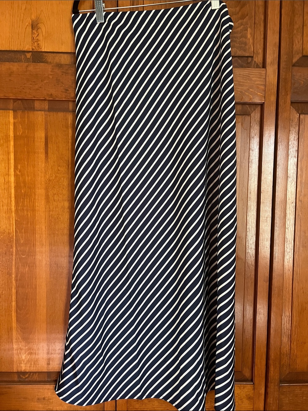 J. Crew Navy and White Diagonal Stripe Maxi Skirt
